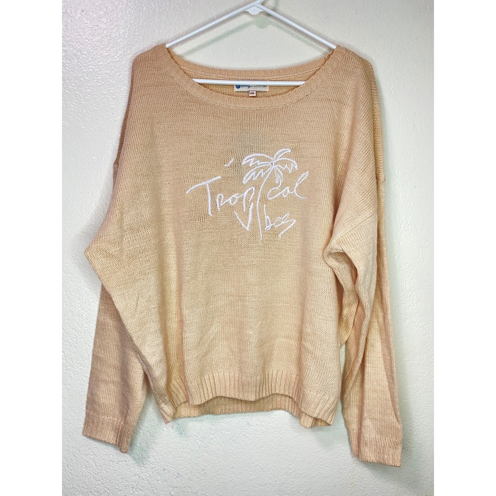 Beachly x Goldfish Kiss Tropical Vibes Peach Knit Beachy Sweater XXL NWT